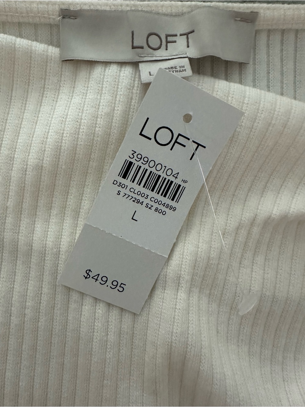 🍁 🆕 LOFT Asymmetric Neckline Top/Tee. Long Sleeve. Whisper White, Size L. NWT - Picture 6 of 11